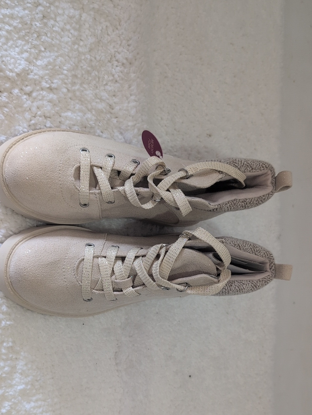 Girls's Lace-Up High-Top Boots in Light Beige